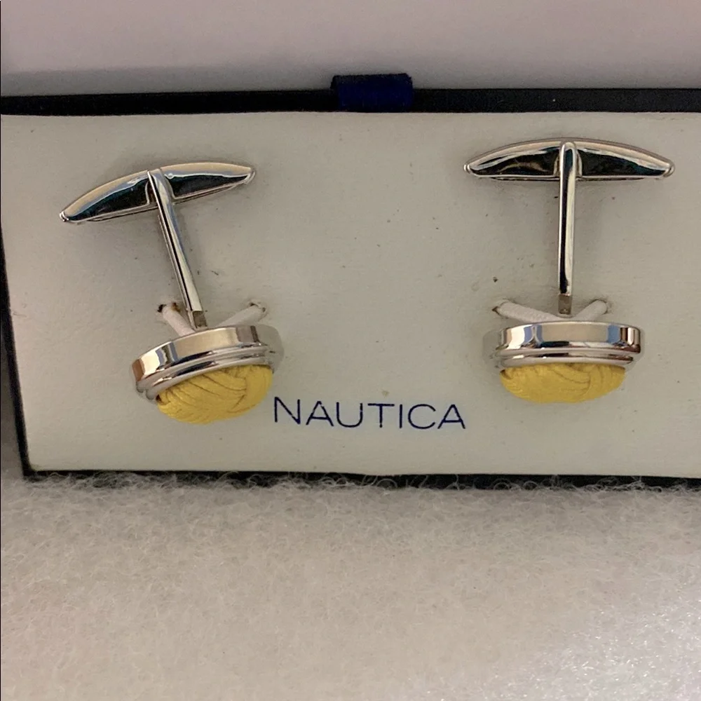 Nautica Silver and Yellow Cufflinks